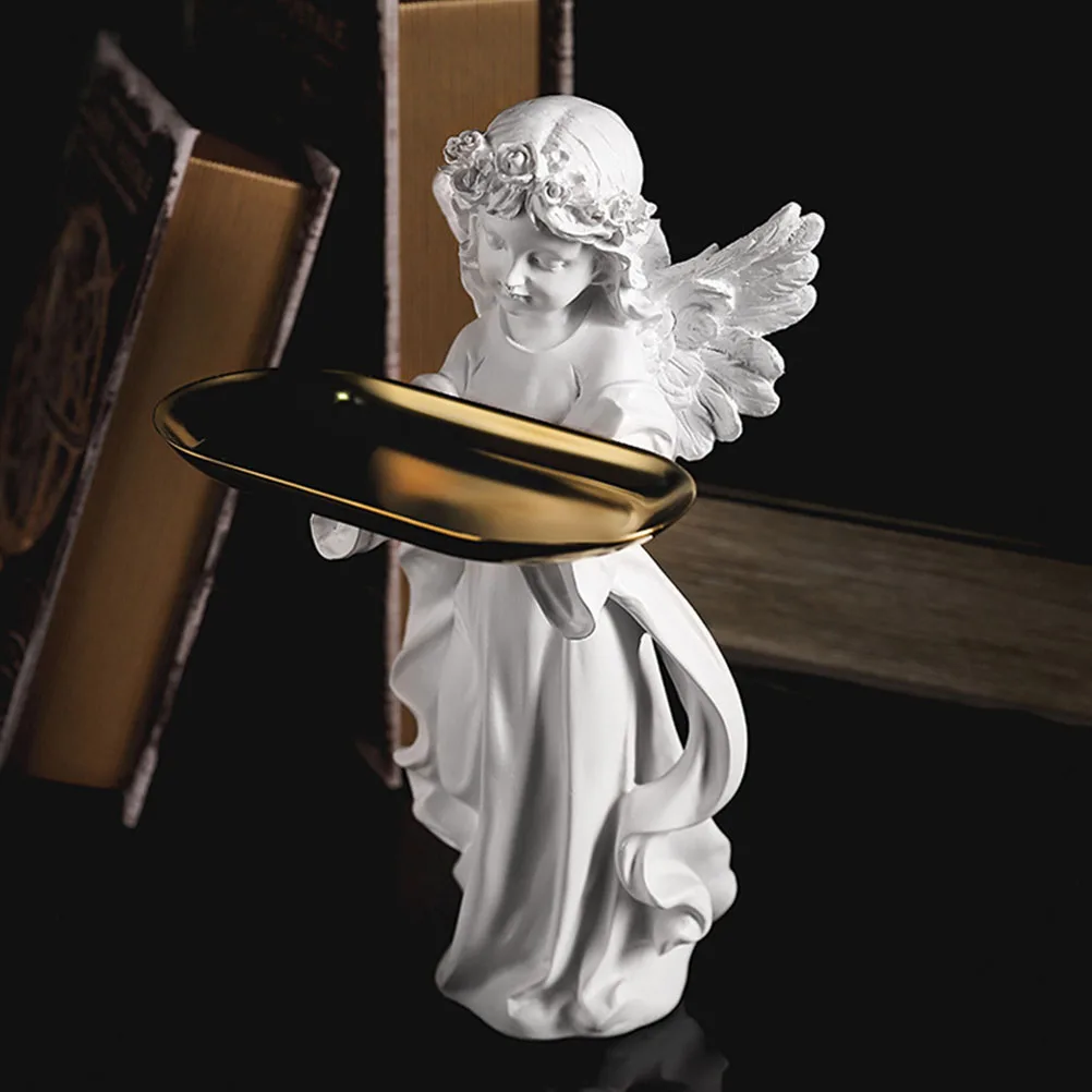 

Поднос с ангелом, блюдо для ювелирных изделий, маленькая тарелка для колец, сережек, хранения, спальни, ванной комнаты, офиса, ювелирная тарелка, держатель для блюда