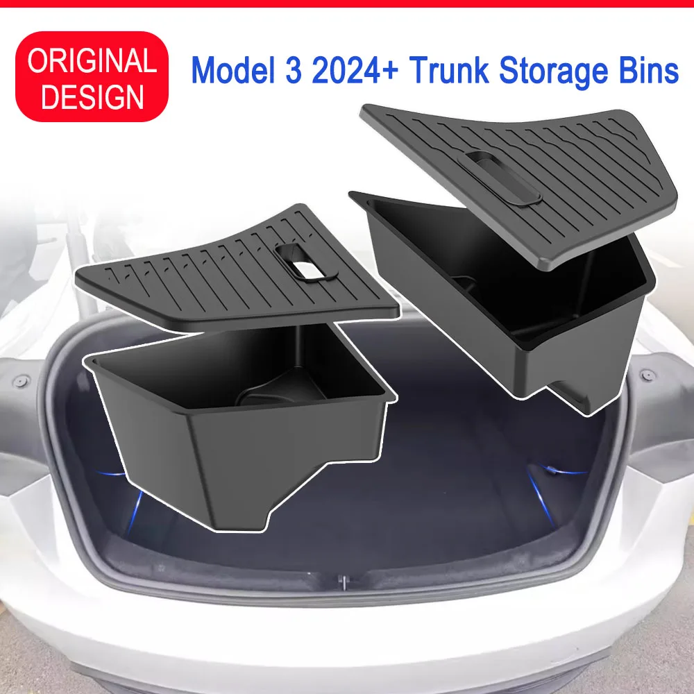 Trunk Storage Bins for 2024-2026 Tesla Model 3 Trunk Organizer Rear Trunk Side Storage Box for Tesla Model 3 Highland Accessory