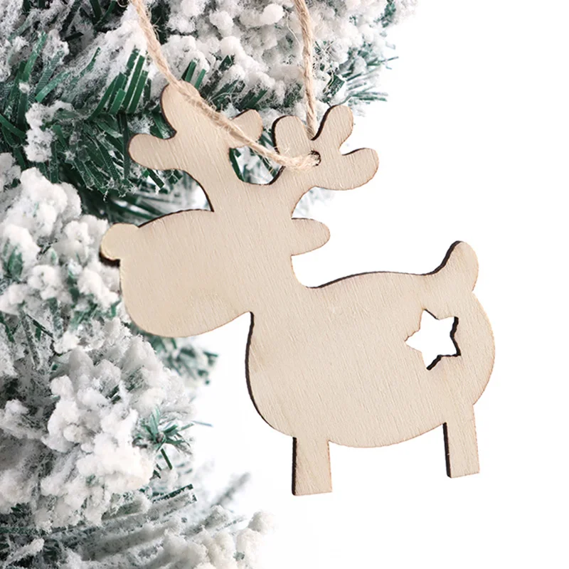 

(10pieces/bag) 7.94x8.33CM Christmas Elk Wooden Decorative Pendant Holiday Pendant Room Matching Design