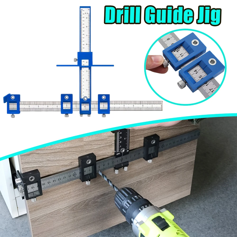 

Регулируемый самоцентрирующийся шаблон для сверления отверстий под дверные ручки, мебельные ручки и кнобы для шкафов и гардеробов, набор инструментов для сверления