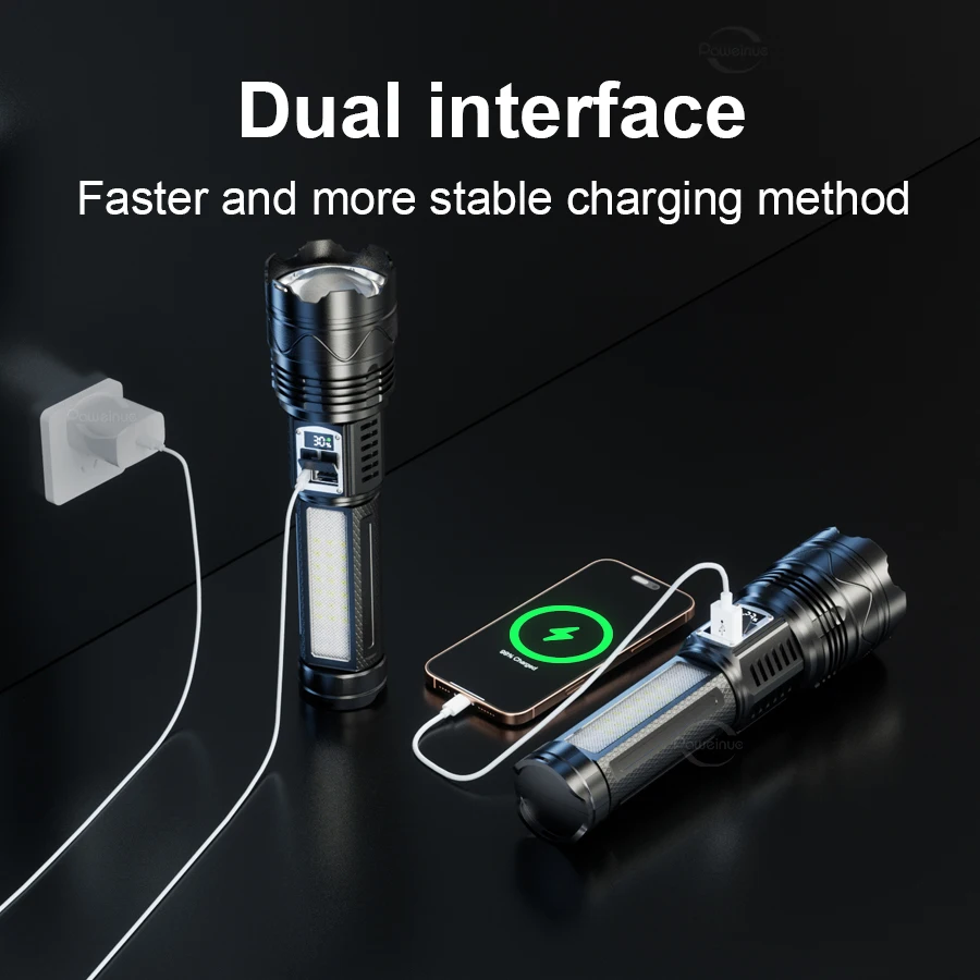 9000000 LM سوبر قوية مصابيح كاشفة بلمبات LED ضوء قوي في الهواء الطلق طويلة المدى 6 كجم الشعلة قابلة للشحن التكتيكية مصباح يدوي التخييم مصباح