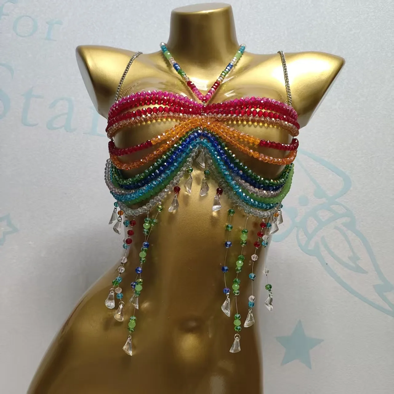 

Женский топ, жилет, цепочка на тело, цепочка на грудь, модный топ ручной работы с бусинами, подходит для пляжных концертов, повседневной жизни