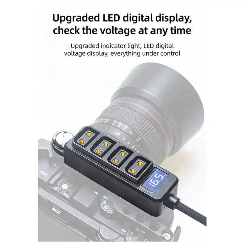 ABZZ-D-Tap Splitter Cable For V-Mount Camera Battery Systems- 1 To 4 Port D-Tap Female Power Hub Adapter P-Tap Power Supply