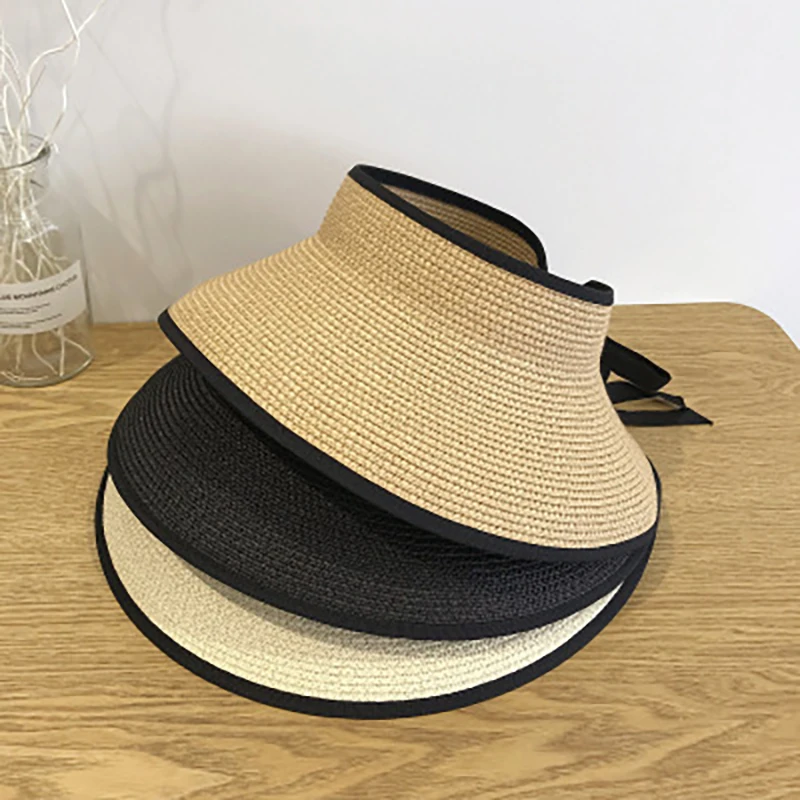 New Summer Fashion Sunscreen Hat Bowknot Ladies Travel Leisure Beach Empty Top Hat Lovers Beach UV Protection Outdoor Hat