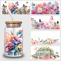 5 Sheets flower UV DTF Cup Stickers, Sports DTF Transfer Stickers for Glass, Waterproof Rubbing Transfers for 16oz Glass, Mug,