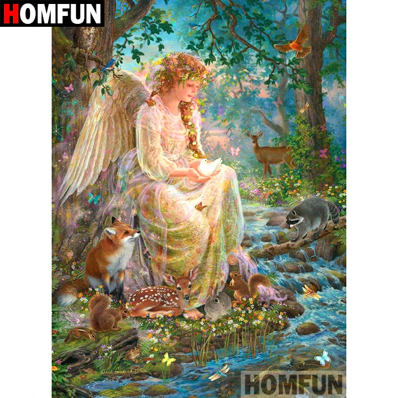 

HOMFUN 5D DIY Diamond Painting Full Square/Round Drill "Angel girl" Embroidery Cross Stitch gift Home Decor Gift A09003