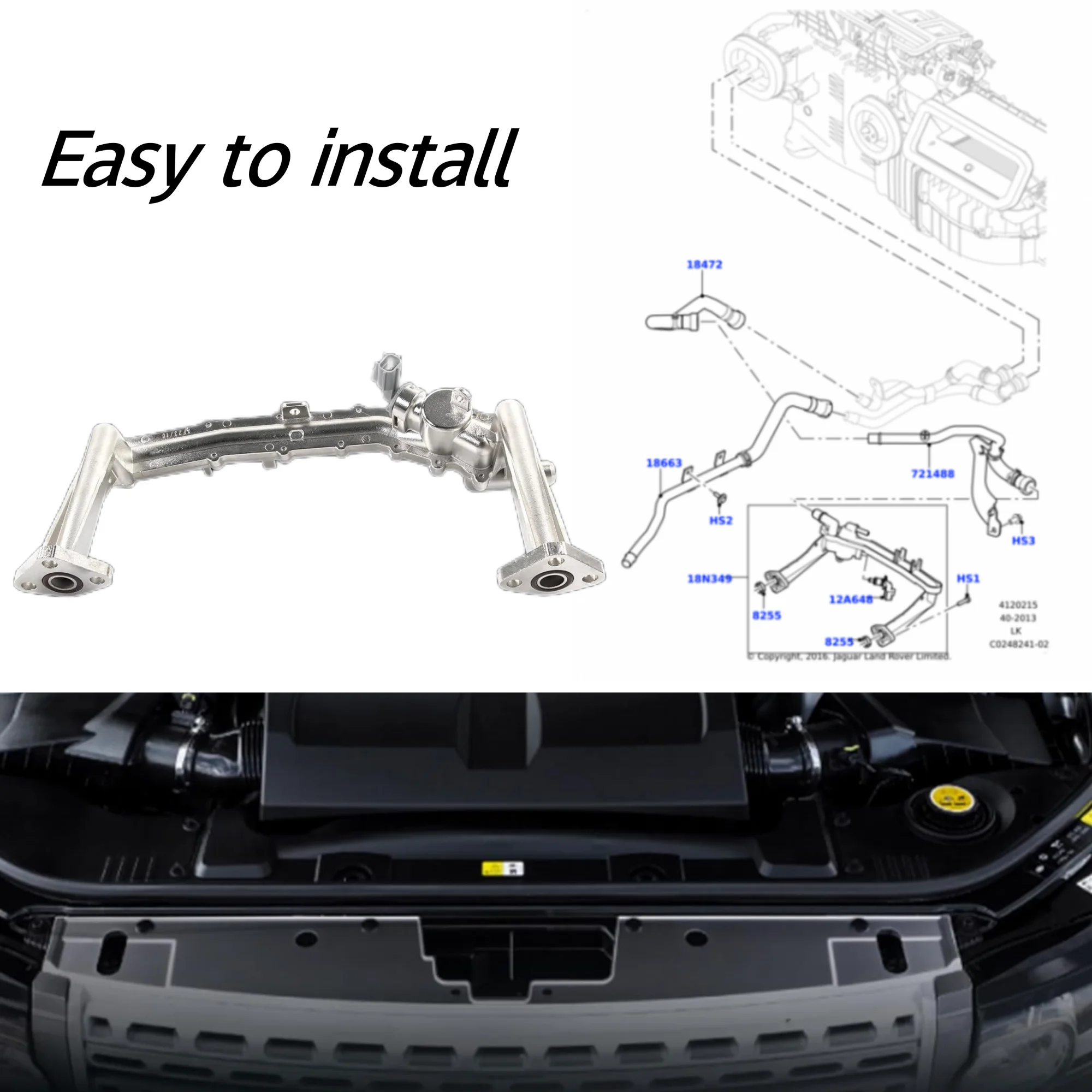 Rear Coolant Water Heater Pipe LR122710 for Land Rover 2014-2017 Improved aluminum heater manifold pipe LR041788