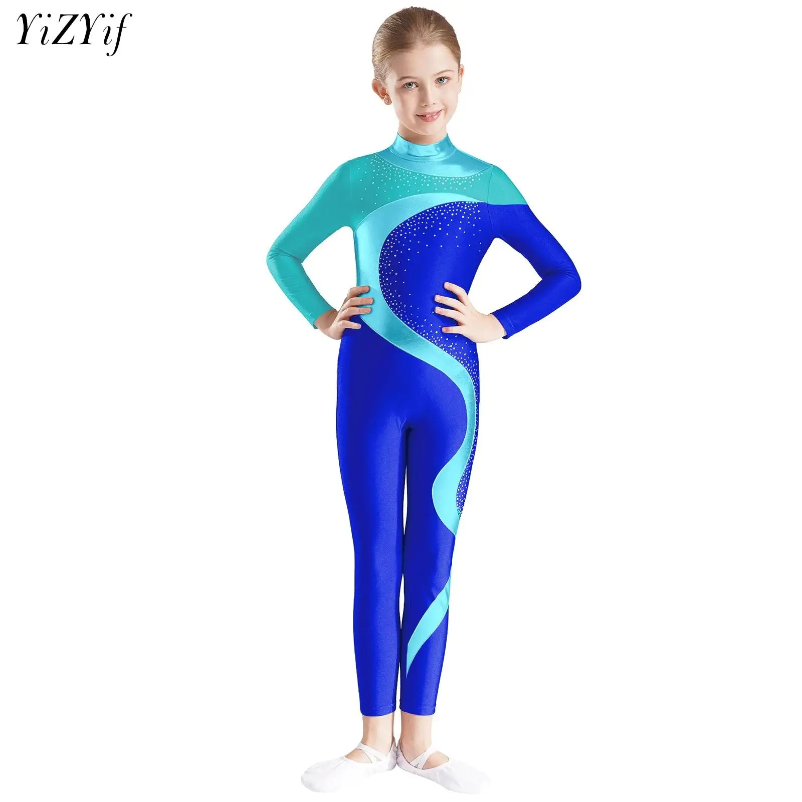 

Girls Ballet Dance Gymnastics Leotard Kids Figure Skating Acrobatics Yoga Stage Performance Bodysuit Contrast Color Jumpsuit