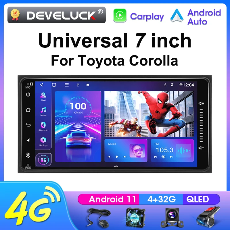 

Universal 7 ″ 2 Din Android 11 For Toyota Corolla Vios Crown Camry Hiace Previa RAV4 Car Radio Multimedia Video Player Carplay