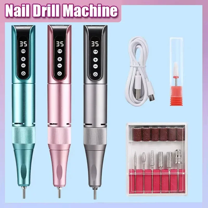 

Portable USB Rechargeable Wireless Nail Drill Pen 35000RPM Manicure Tool for Nail File And Polish Salon Use