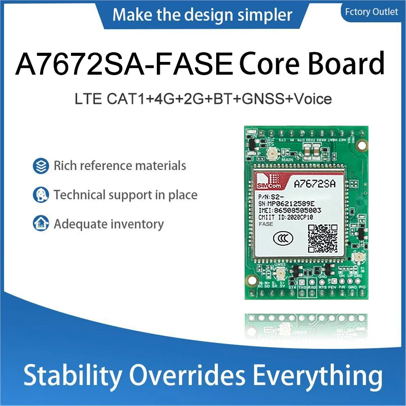 SIMcom A7672E-FASE A7672E-LASE A7672SA-FASE A7672SA-LASE A7672G-LABE 4G CoreBoard, compatible con datos + voz + BT/GNSS (opcional)