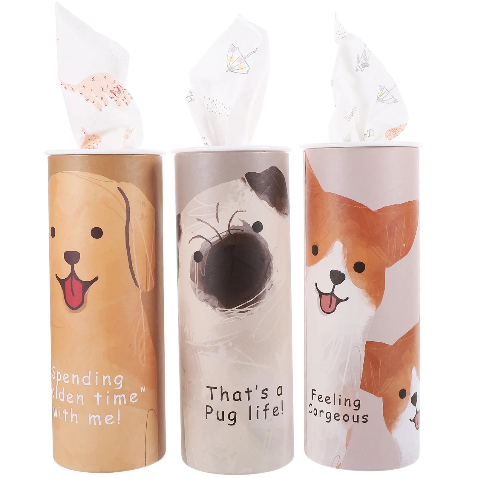 3 Pcs Printing Car Tissues Travel Cars Holder Decorative Paper Printed Tubes Cylinder Boxes