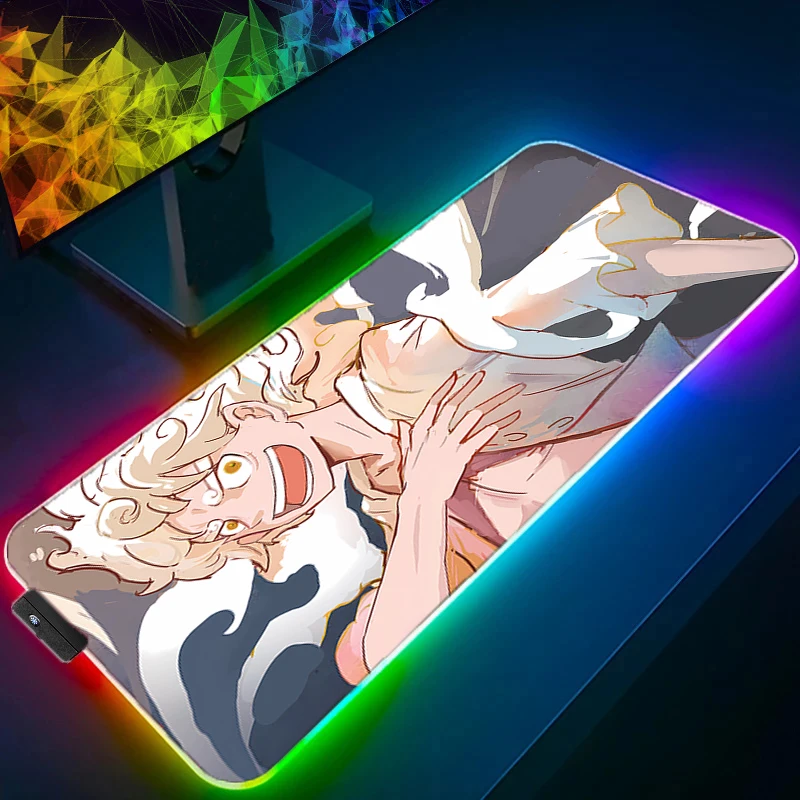 RGB LED Mouse Pad Office Desk Mat Rubber Keyboard Pad One Piece Luffy Computer Game Mousepad PC Accessories Mouse Mat Tablet Pad