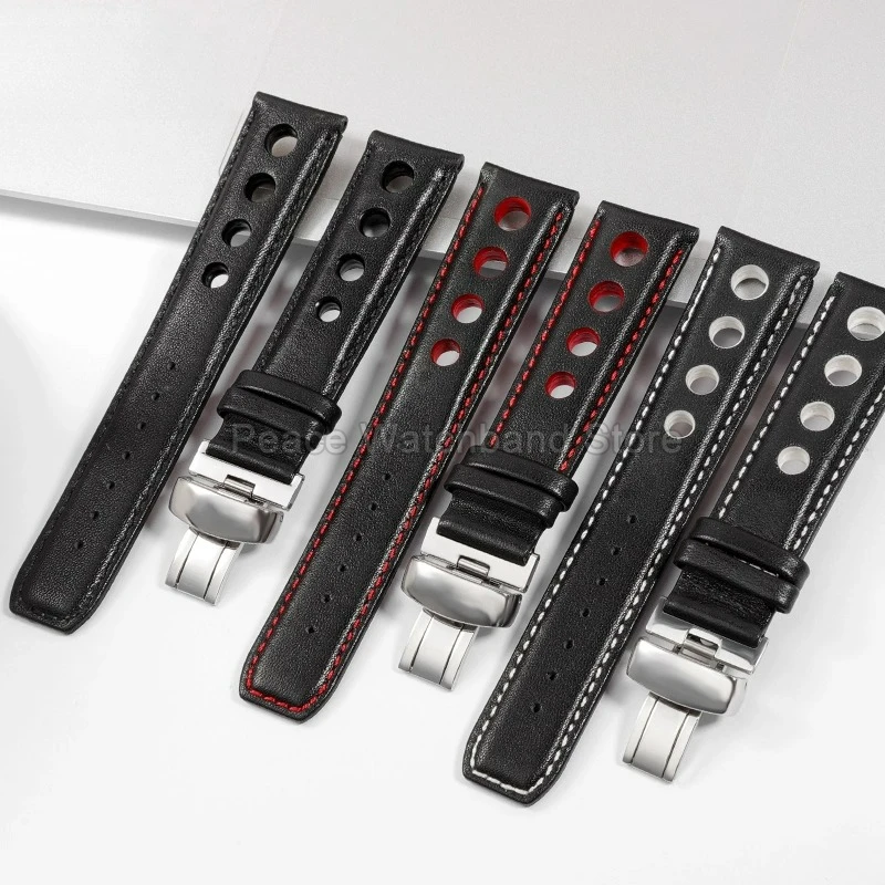 20 مللي متر مشبك من الفولاذ المقاوم للصدأ البني لتيسو T-Race T044614A T044417A T100.417 T100.427 حزام ساعة من جلد البقر عالي الجودة