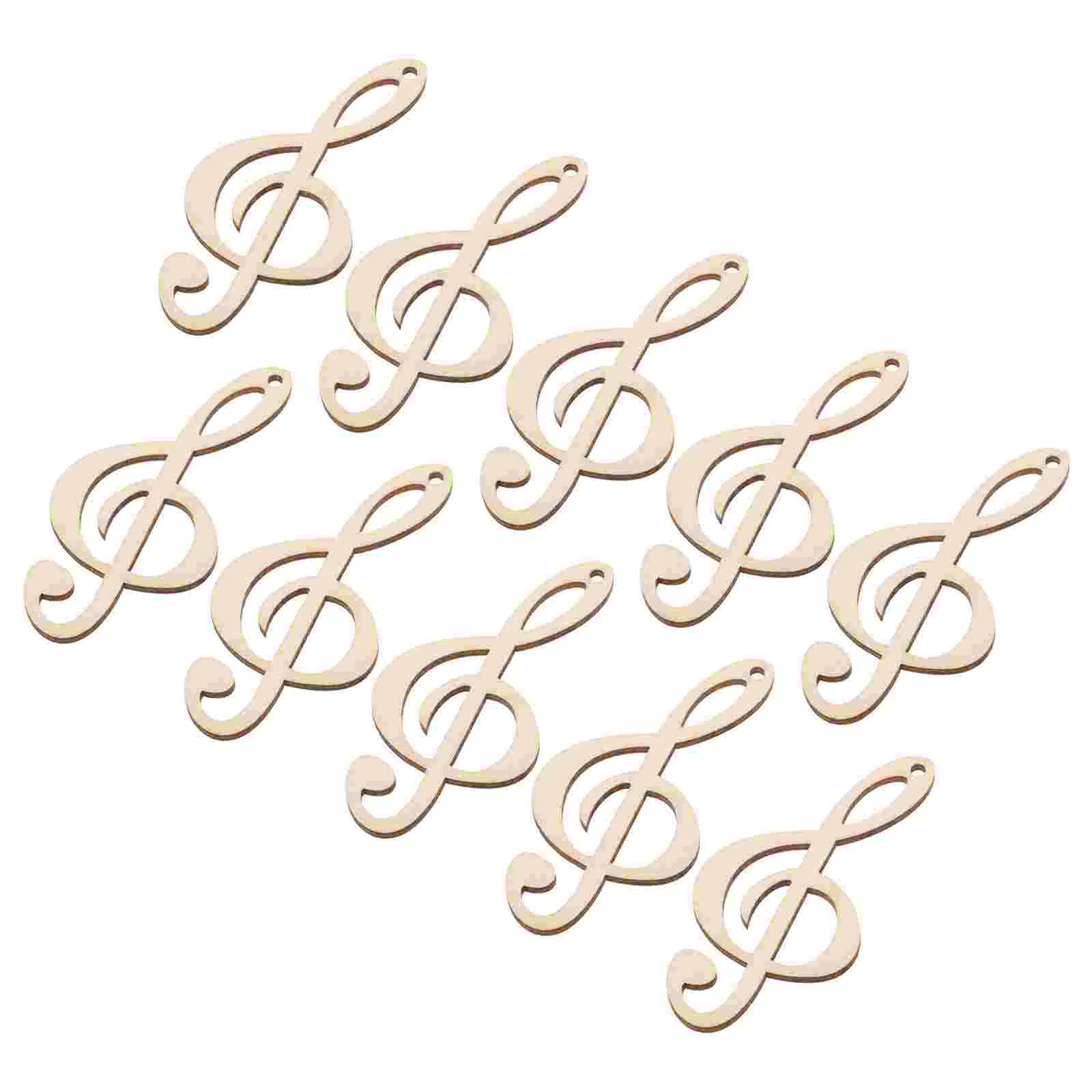 10 Pcs Musical Note Wood Piece Pendant Blank Slices Puzzle Decor Craft Material DIY Door Sign Child