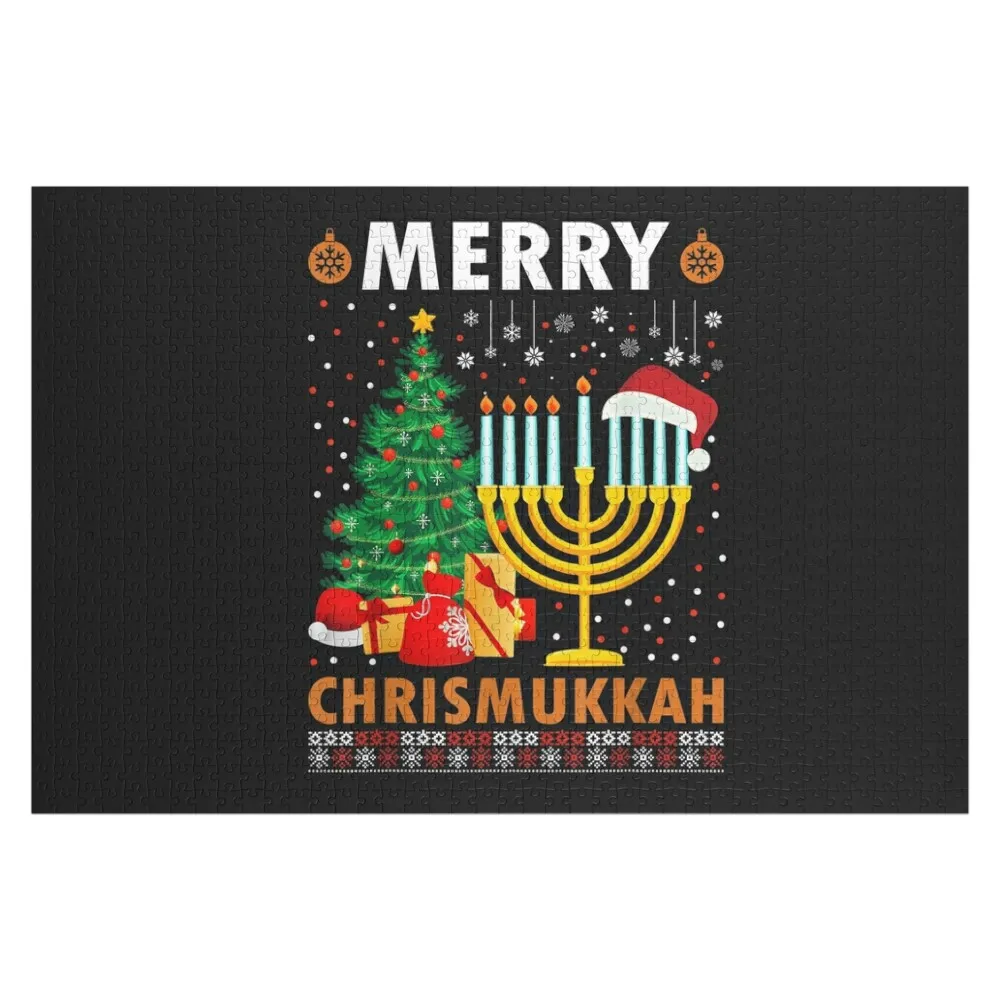 MERRY CHRISMUKKAH Jewish Christmas Hanukkah Chanukah T-Shirt Jigsaw Puzzle Personalized Toys Custom Child Gift Puzzle