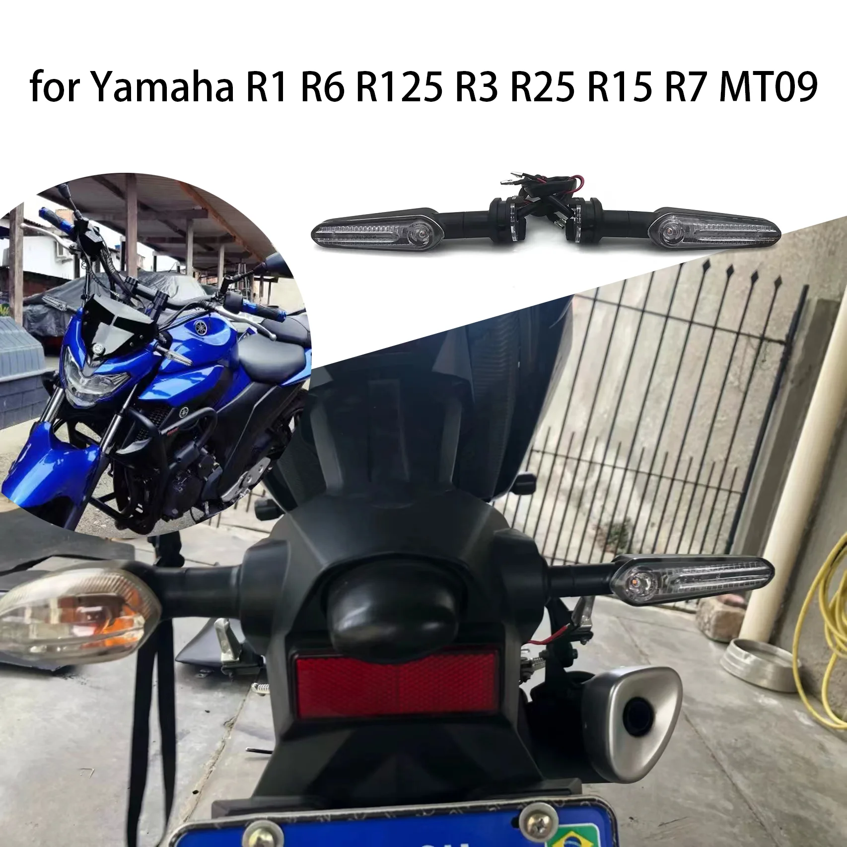 

Для Yamaha R1 R6 R125 R3 R25 R15 R7 MT09 MT10 T7 FZ16 FZS V2.0 V3.0 FZ-25 модифицированные светодиодные передние и задние поворотные сигналы