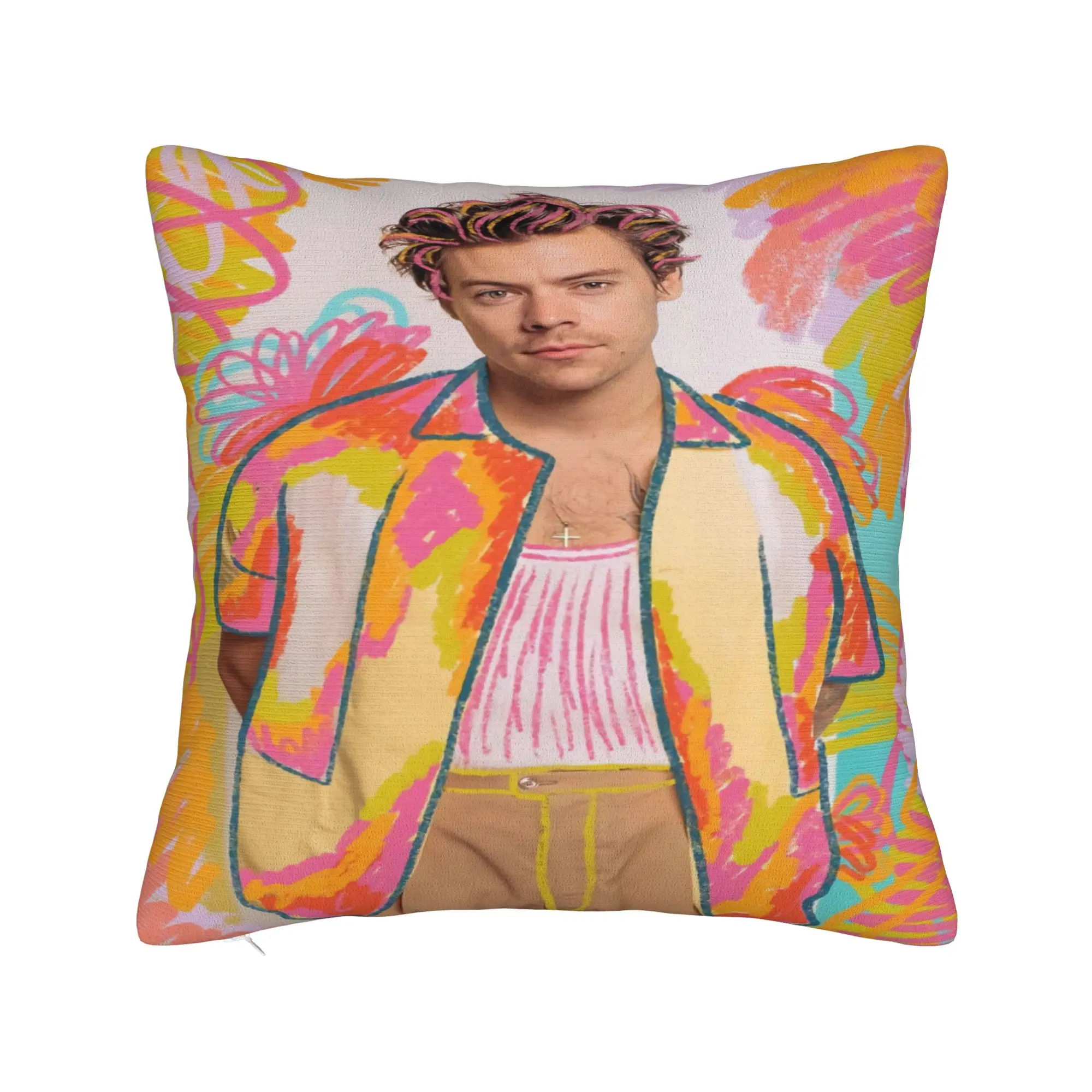 Harrys Styles Tour Kiss All The Time Disco Pillow Case  Design Pillow Cover Retro Trendy Pillowcases For Chair Sofa Home Decor