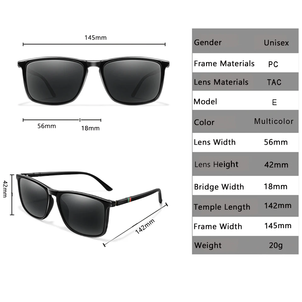 Gafas de sol polarizadas para hombre y mujer, lentes cuadradas de lujo, Vintage, a la moda, para viajes, conducir y pescar, UV400