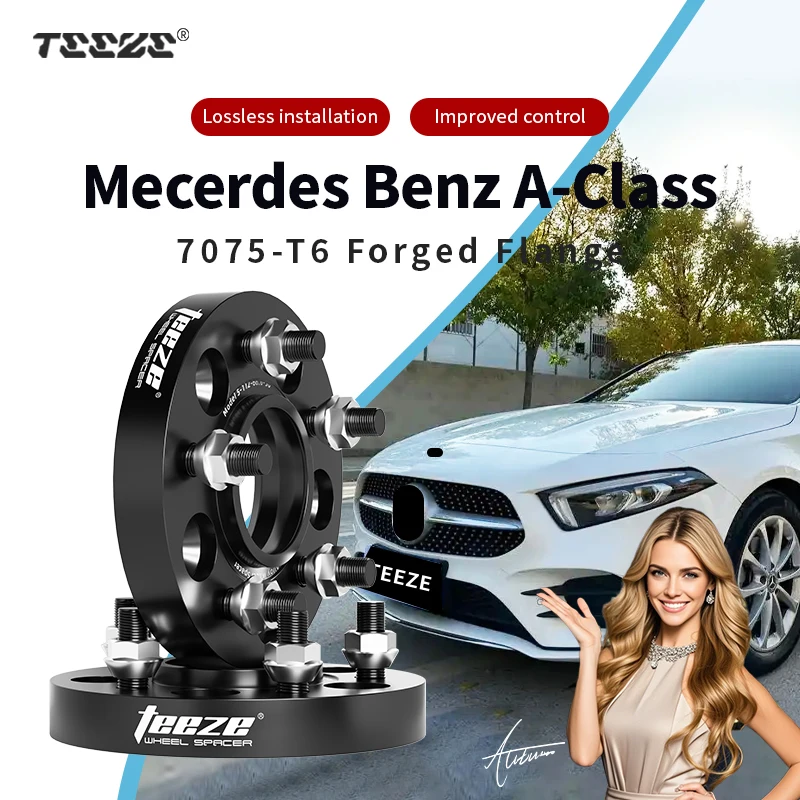 

2pcs 5x112 66.6 Hub Centric Black Forged wheel spacer T6-7075 For Mercedes Benz A Class15/20/25/30/35mm With Extended Wheel Bolt