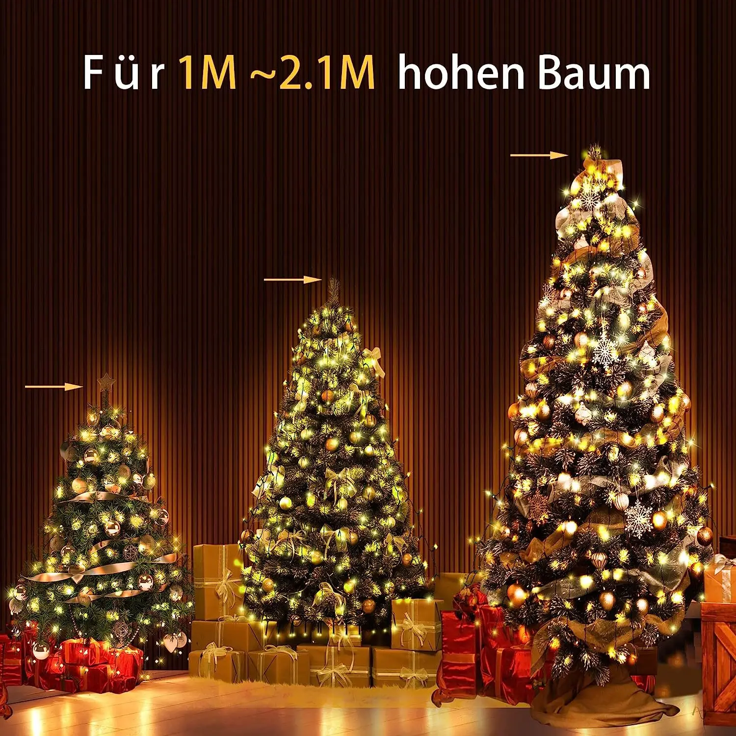 1.5M/2M/3M LED Ring Christmas Tree Tops Lights Decoration Tree Lights String for Patio Garden Outdoor Waterproof Waterfall Light