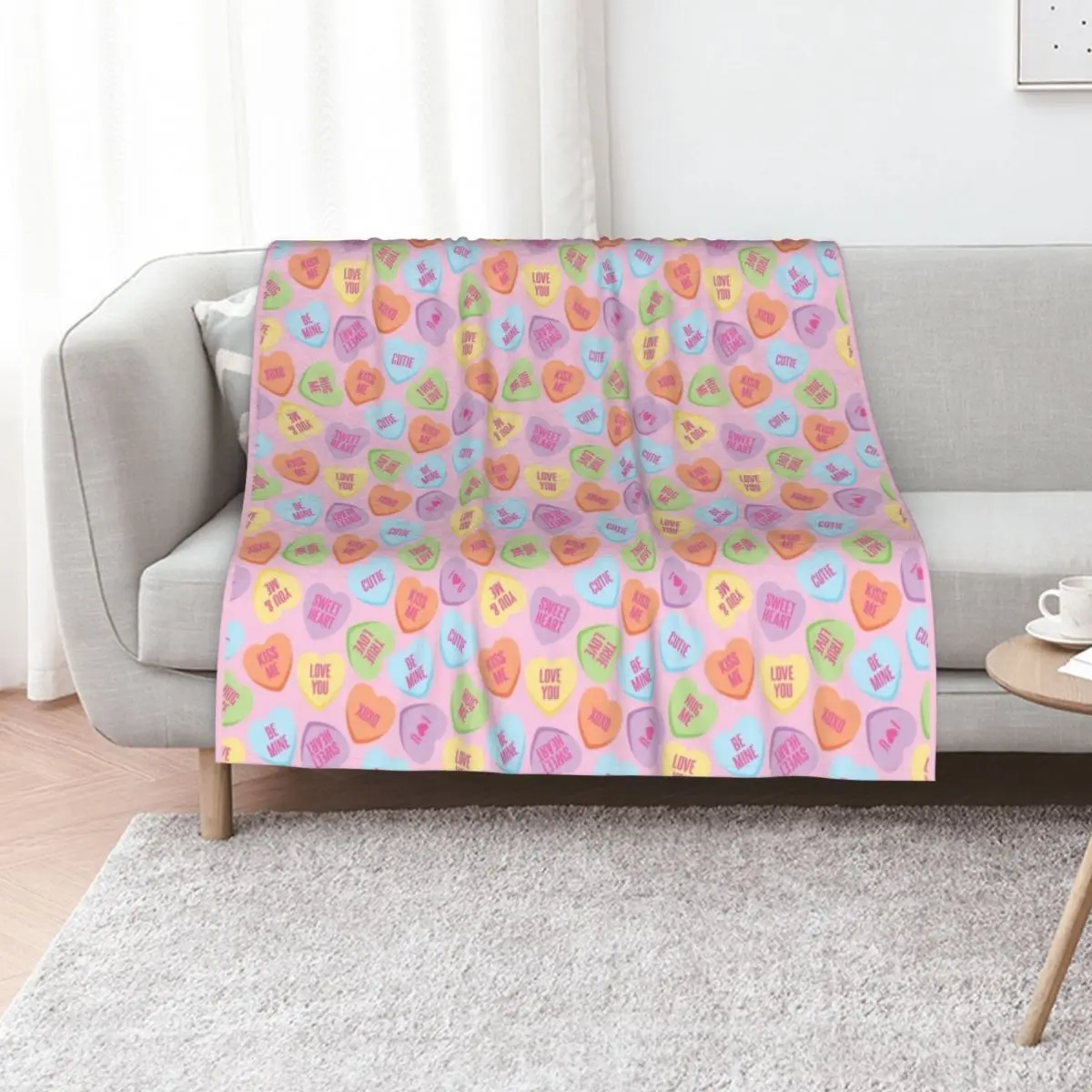 Conversation Hearts Throw Blanket Decorative Sofa Summer Beddings Single Flannels Tourist Beach Blankets