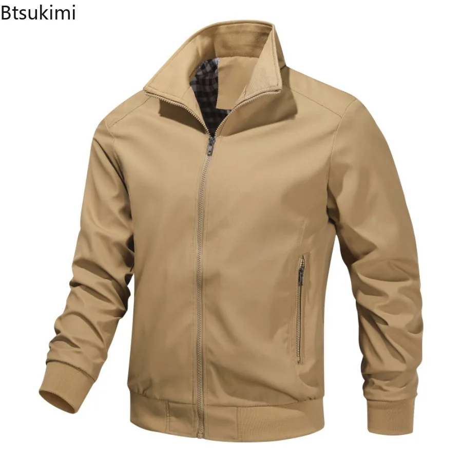 2024 Men's Lightweight Versatile Jacket Fashion Stand Collar Casual Business Jacket Zip Up Coats with Pocket Men Windproof Coats