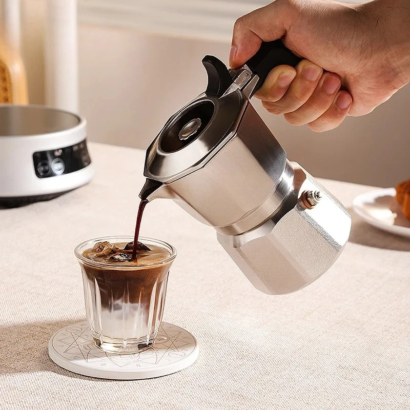 Three Valve 316 Stainless Steel Mocha Pot Pressure Concentrating Extraction Coffee Pot Home Professional Barista Kit