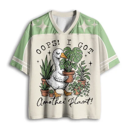 Oops I Got Another Plant Duck Houseplant Print Men V Neck Mesh Jersey Cute Short Sleeve Top
