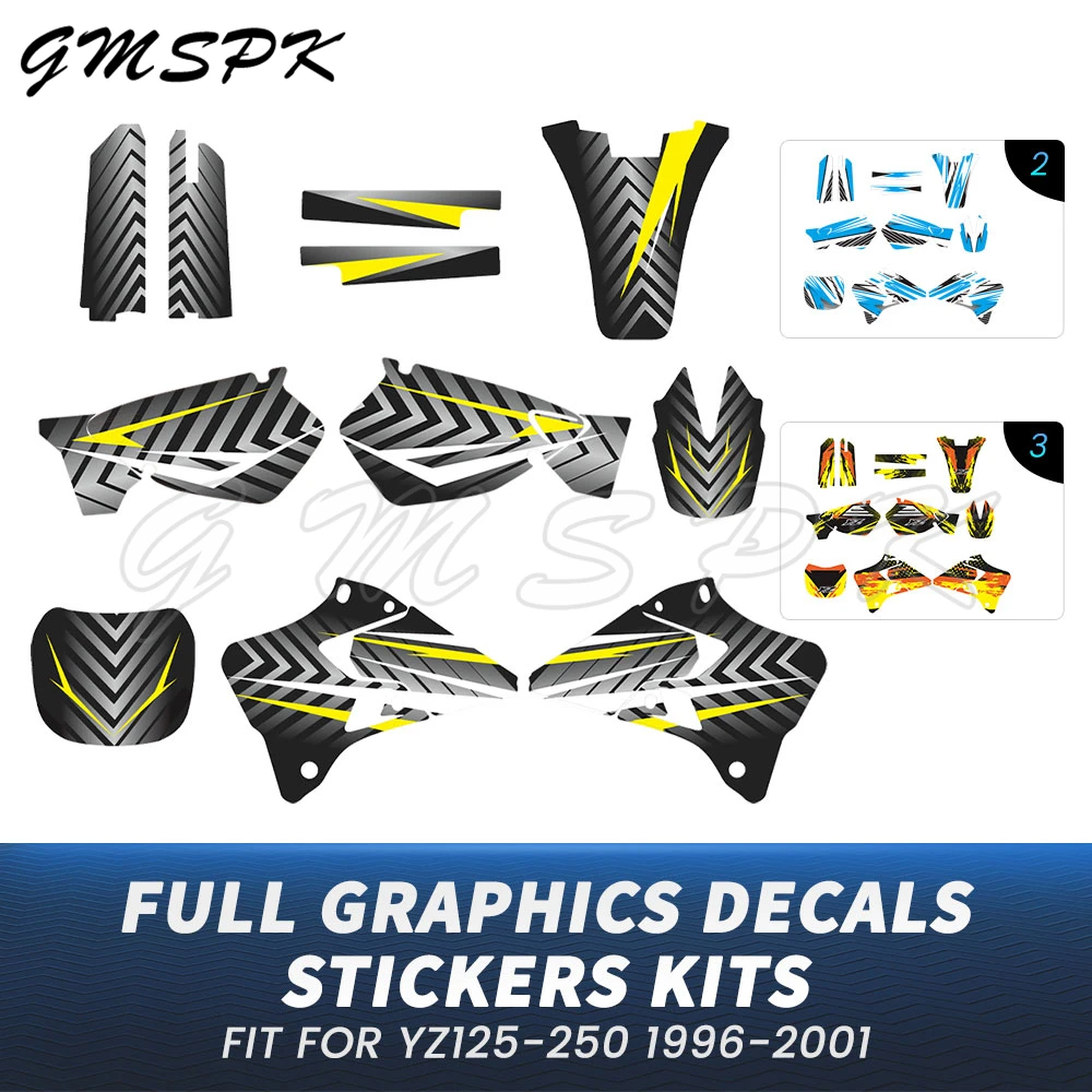 

Персонализированные графические фоновые наклейки для мотокросса, наклейки, подходят для Yamaha YZ125 YZ250 YZ 250 1996, 1997, 1998, 1999, 2000, 2001