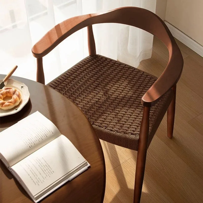 

Nordic simple medieval casual solid wood dining chair Kennedy table and chair home cafe back chair