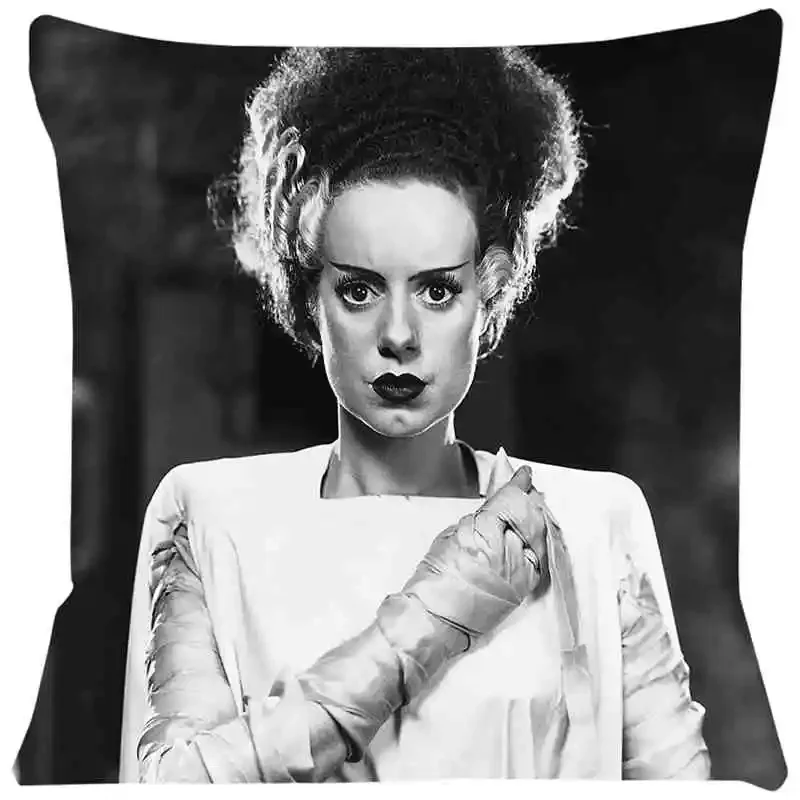 Bride of Frankenstein Cushion Cover Comfortable Pillowcase Home Decor Chair Car Sofa Decor Peach skin polyester pillowcase