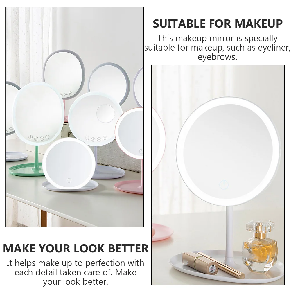 

1Set LED Lighted Makeup Mirror White Tabletop Vanity Mirror for Bedroom Bathroom Dresser Desk and Flawless Daily Beauty