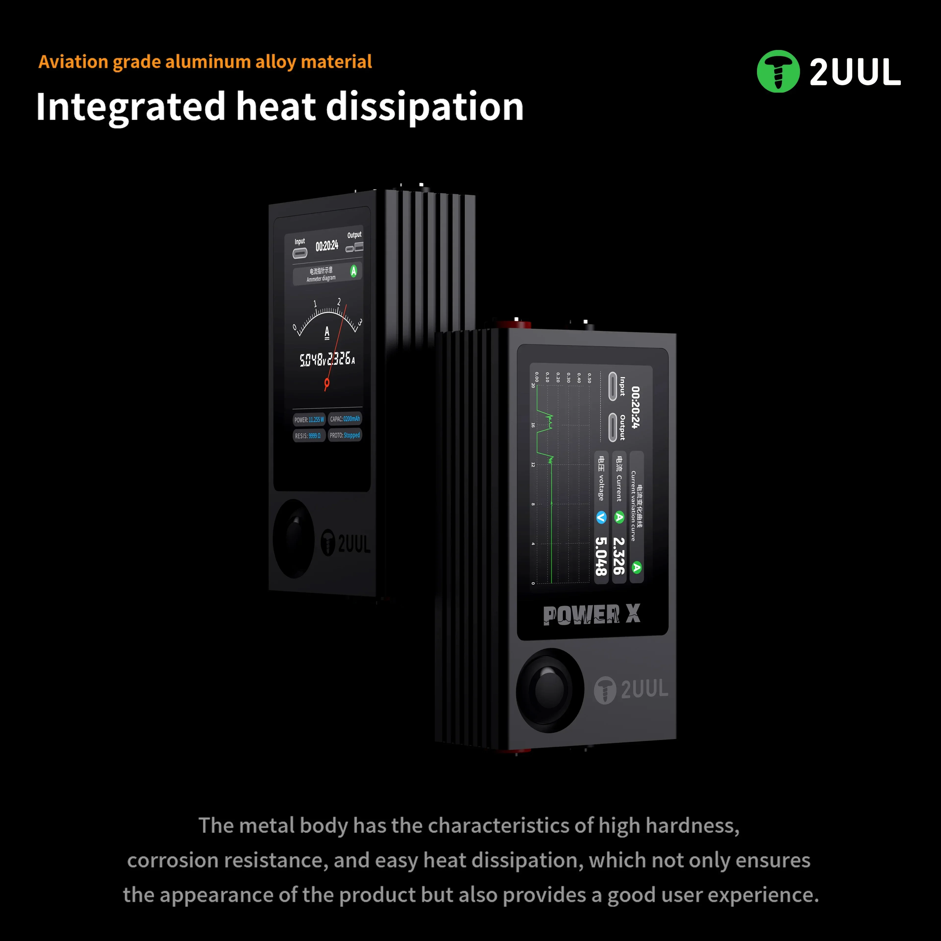 2UUL New PW11 Power X High Refresh Screen Ampere-Voltage Meter Digital Display Multi Mode Operation, Integrated Heat Dissipation