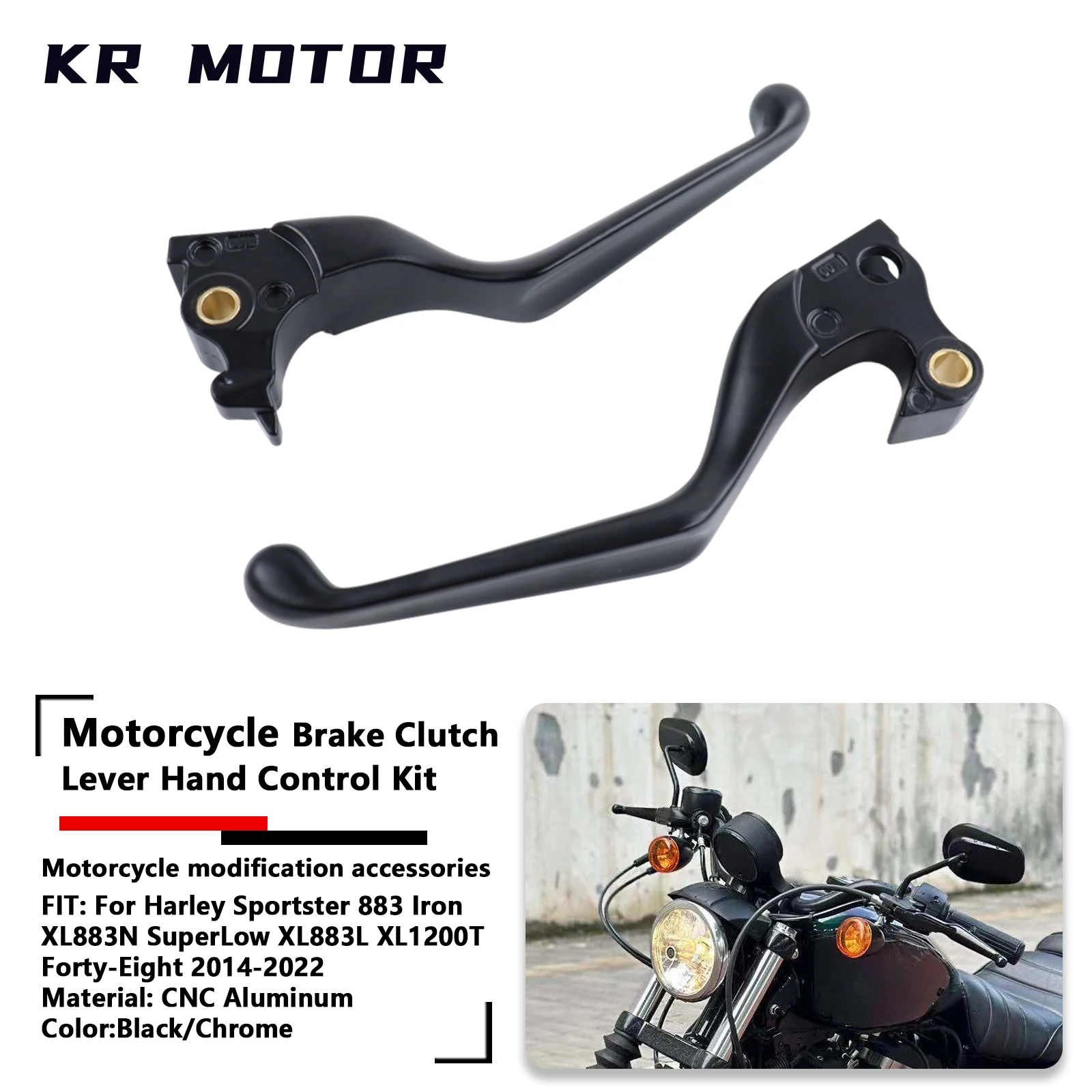 

Fit For Harley Sportster 883 Iron XL883N SuperLow XL883L XL1200T Forty-Eight 2014-2022 Brake Clutch Lever Hand Control Black Kit