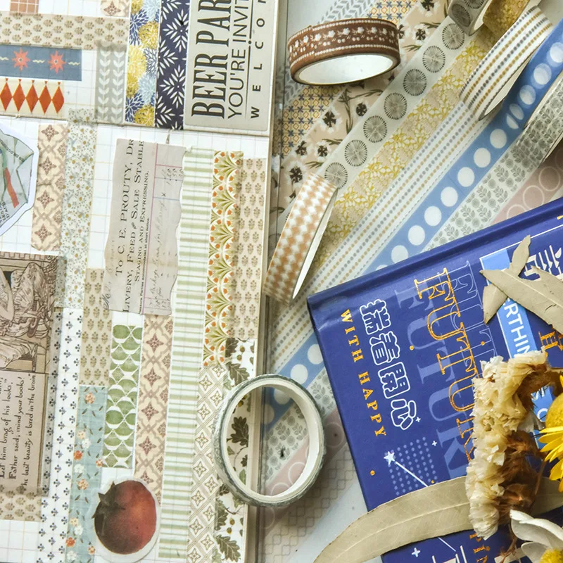 

Набор винтажных стикеров Shui Hua Nian Washi, декоративная бумажная лента для скрапбукинга, ведения дневников, планирования, рукоделия, оптом