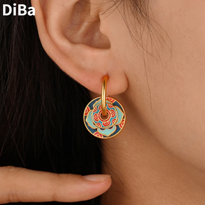 

Fashion Jewelry Vintage Luxury Temperament Multiple Colors Enamle Earrings For Women Party Gifts Delicate Design Ear Accessories