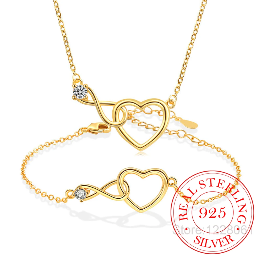 

Ювелирные изделия из стерлингового серебра 925, простые кристаллы, бесконечность и сердцевые линии, цепочки, браслеты для женщин, Homme, роскошный подарок для свадебной вечеринки