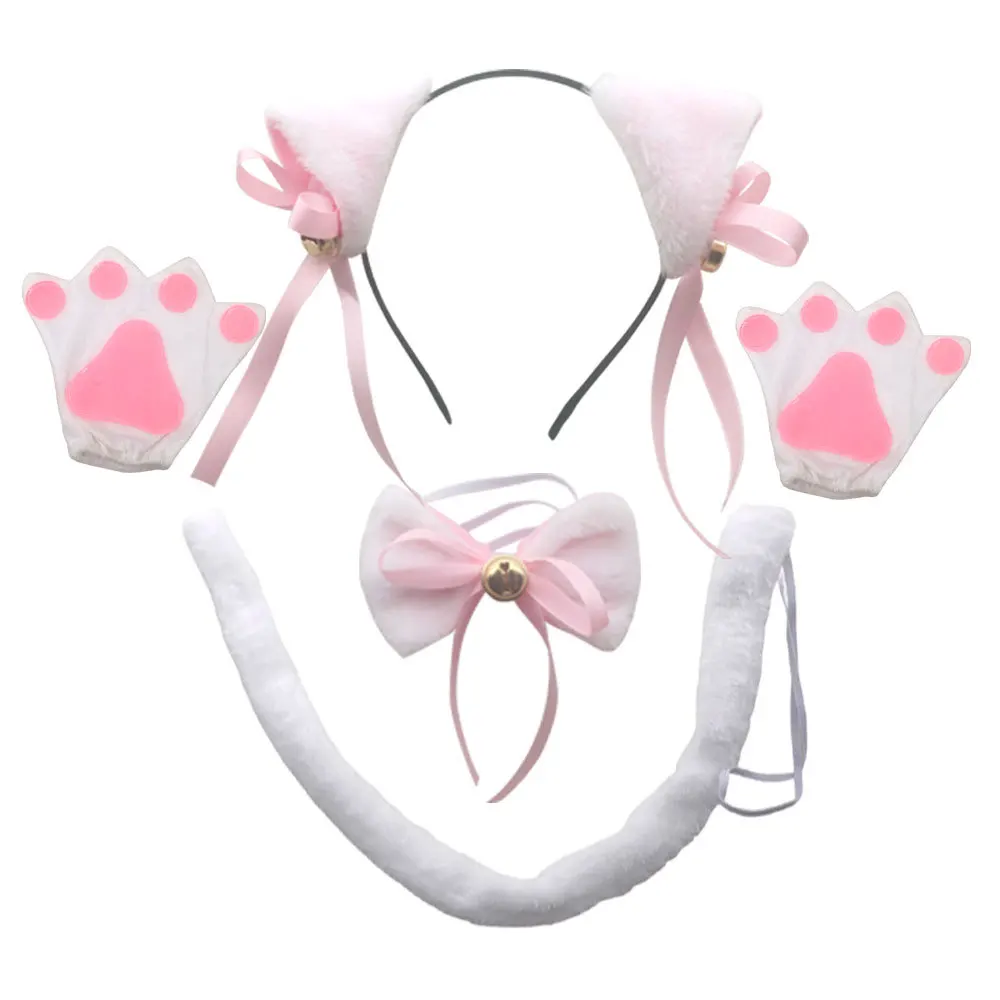 Cat Accessories Ears Tail Collar Paws for Women Girl Dress Up Halloween Costume Cosplay 2