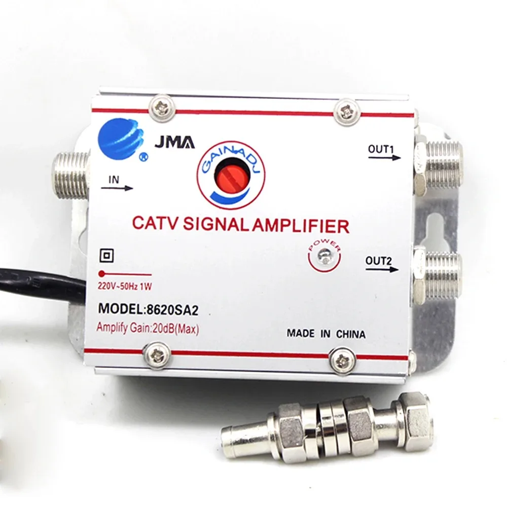 DTMB-amplificador de señal de TV Digital de onda terrestre, equipo de TV, potenciador de señal, una entrada, dos salidas, ganancia de 20DB, 8620SA2