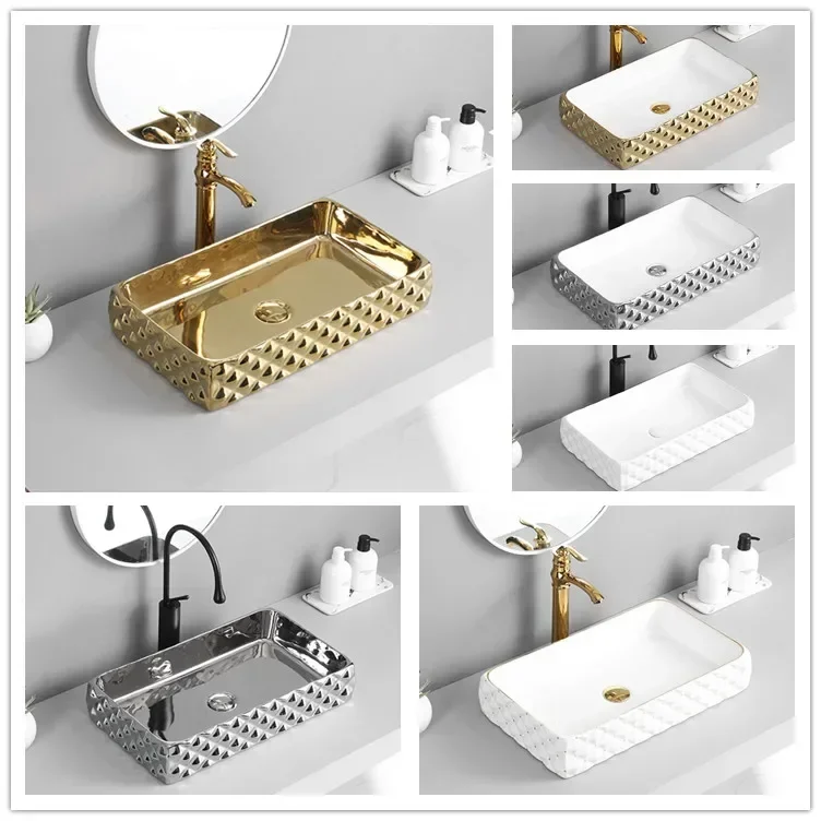 

Nordic Golden Silver Washbasin Hotel Wash Basin Bathroom Sink Balcony Wash Basin