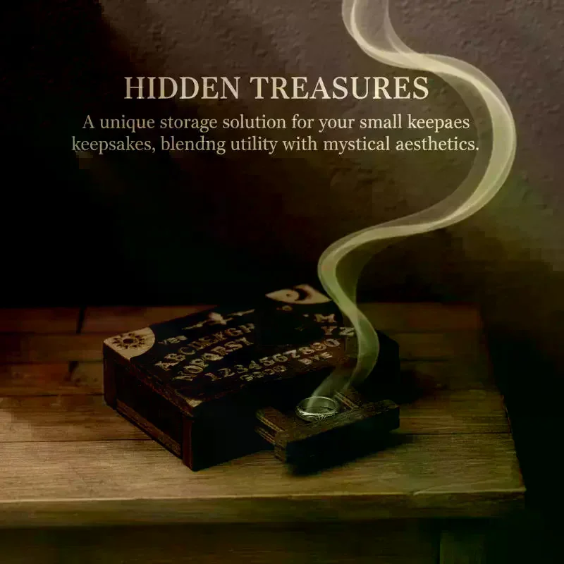 Retro Mini Wooden Ouija Board With Drawer Miniature Spirit Board Micro Landscape Scene Ornament Home Desktop Decoration