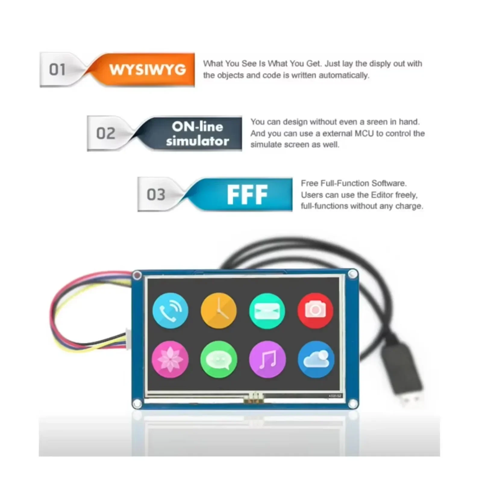 2.4'' UART HMI Smart LCD Display Module NX3224T024 2.4 Inch Resistive Touch Screen for Arduino Raspberry Pi ESP8266