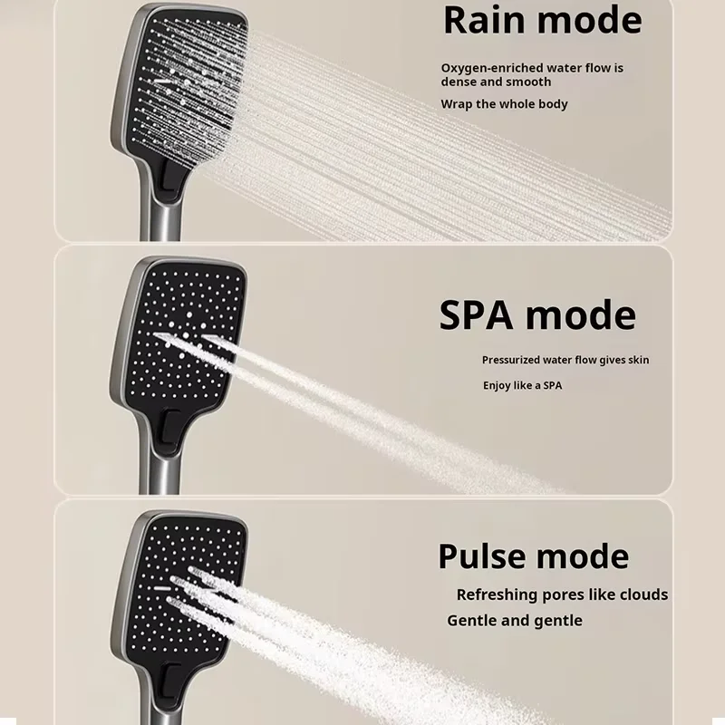 Luxury Smart LED Bathroom Faucet Wall Mounted Brass Piano Shower Set with Atmosphere Light Digital Display Rain Spray Pattern