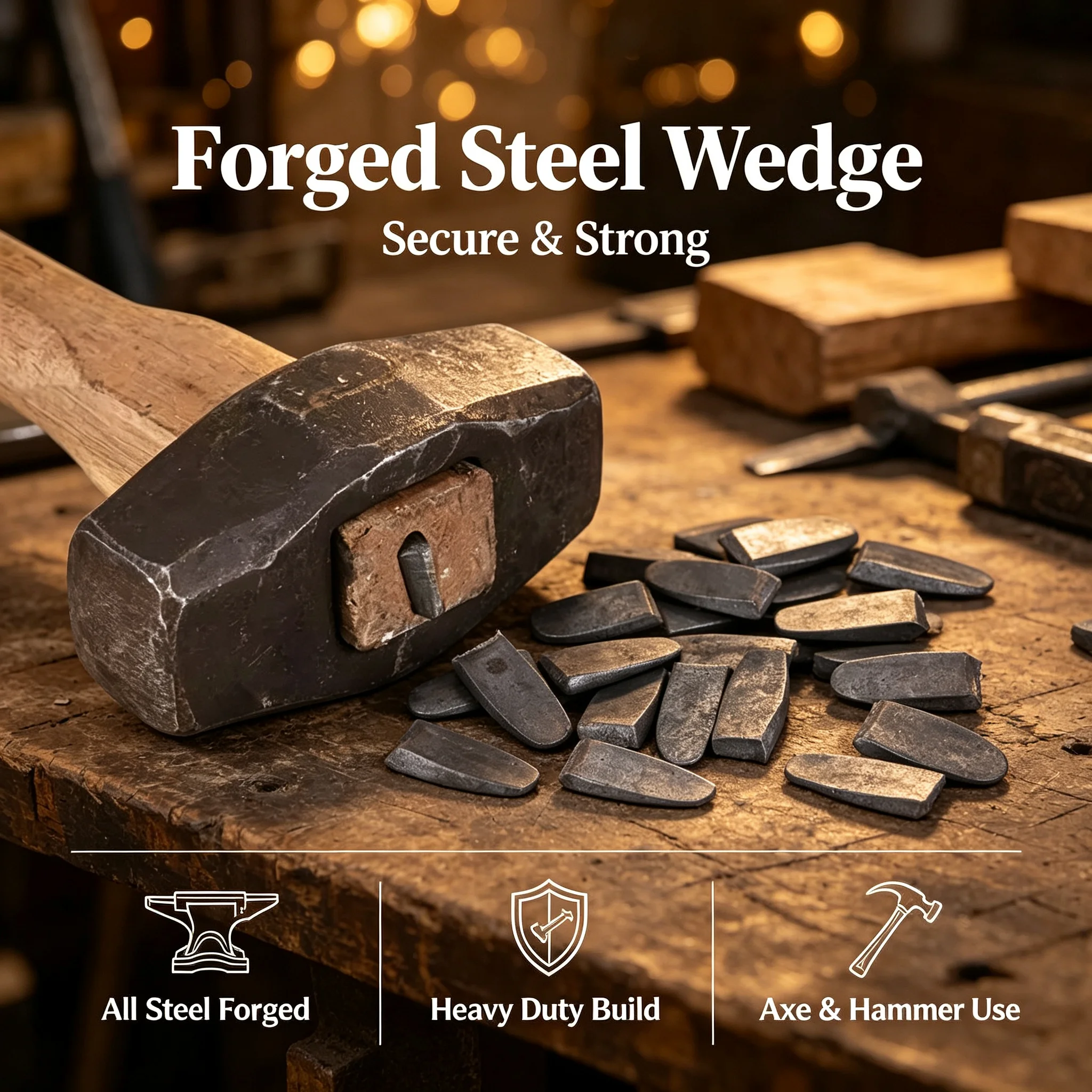 Heavy Duty All Steel Forged Wedge for Axe Hammer Handle Fixing Farm Tool Hardware Accessory