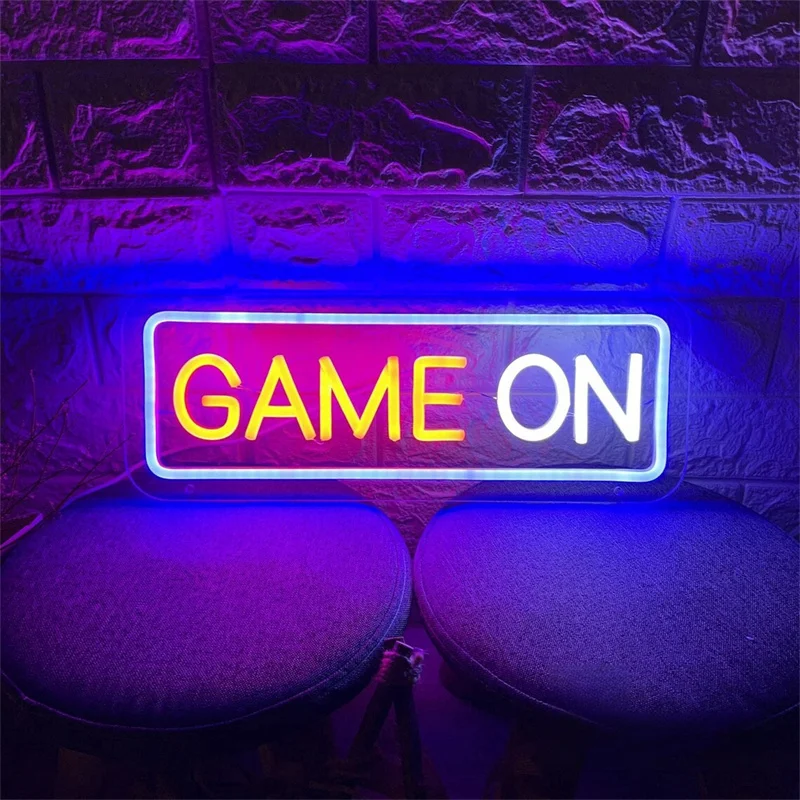 GAME ON Neon Sign,Custom Game Sign,Neon Light Bedroom,Game Room Sign,Gamer Tag Wall Art,Live Room Sign,Personalized Gifts