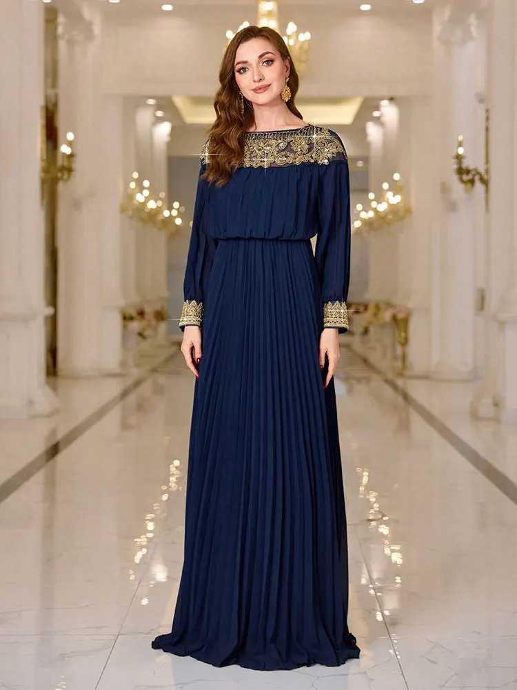 Luxury Dubai Abayas Women Chiffon Maxi Evening Dress Formal Party Gown Muslim Kaftan Turkey Robe Caftan Marocain Femme Vestidos