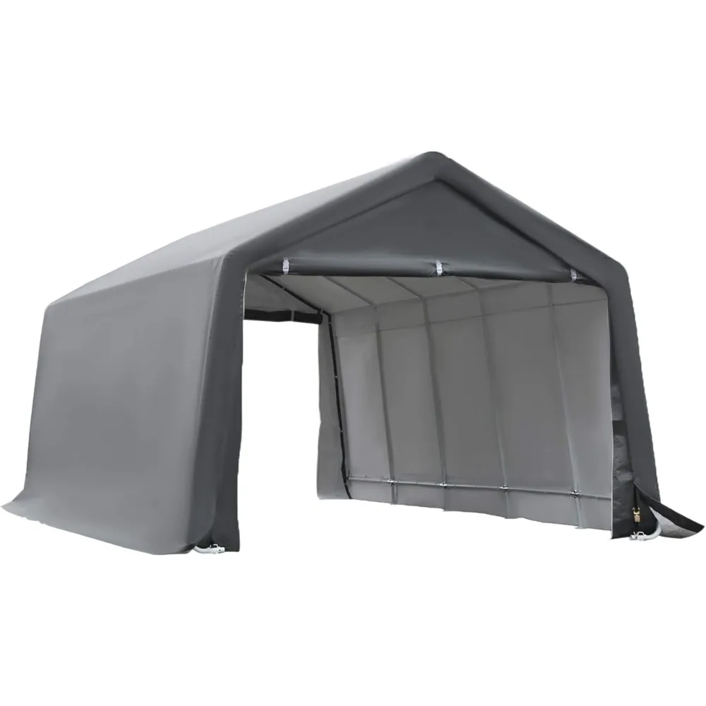 

Портативный гараж Carport 12 x 20 футов, сверхмощная палатка для хранения вещей, укрытие для хранения патио с защитой от УФ-излучения полиэтилена и двойными дверцами на молнии, f