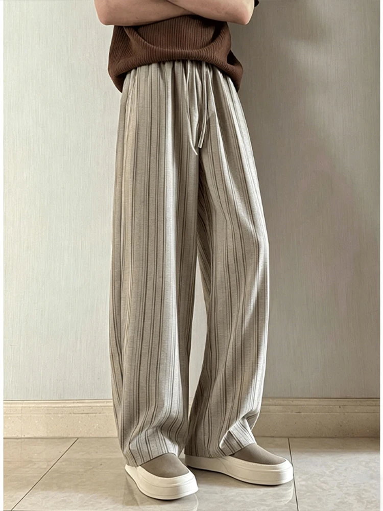 

Cleanfit Slim Fit Summer Casual Pants Men's Stripe Loose Drapey Thin Straight Leg West Pants Wide Leg Loose Fit Long Pants