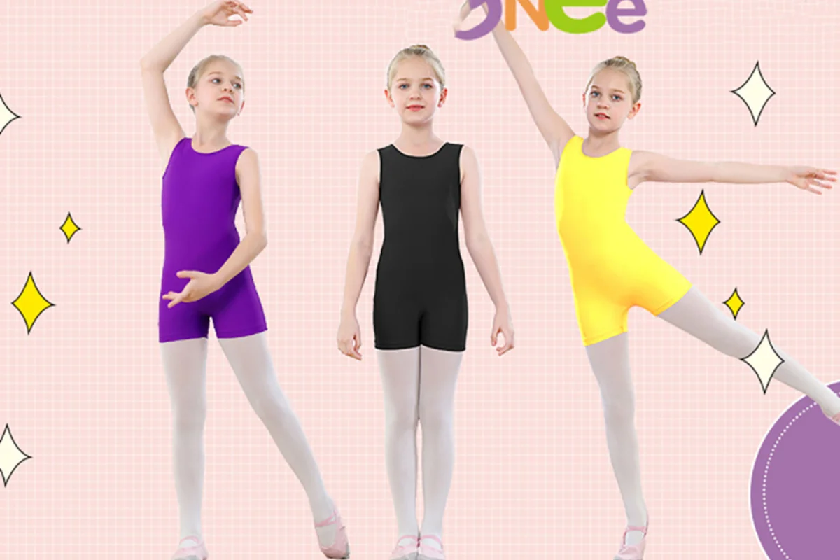 Crianças dança collants sem mangas ballet dança exercício tanque roupas elastano rítmico curto unitard fino biketard ternos de ginástica